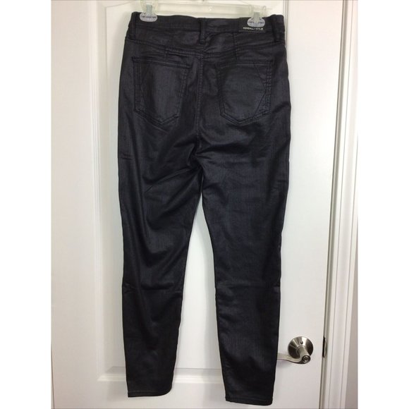 Kendall + Kylie Coated Black Kontour High Rise Pants, Sz 13/31 NWT - Picture 3 of 9